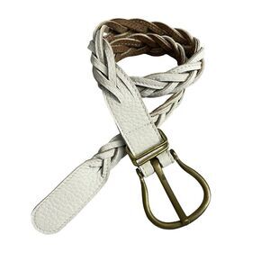 Johnny Farah Woven Leather Belt Red Womens Small Braided USA Brass Buckle 1.25"